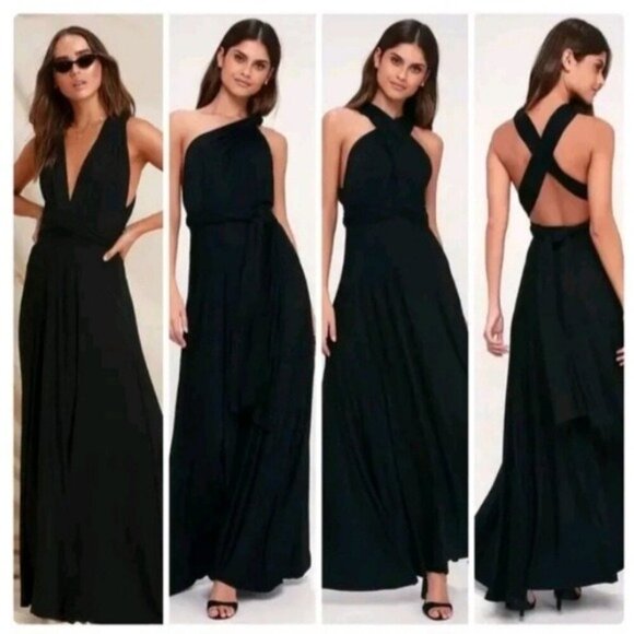 Lulus Tricks of the Trade Slate Black Maxi Dress Size Large NWT - Picture 1 of 16